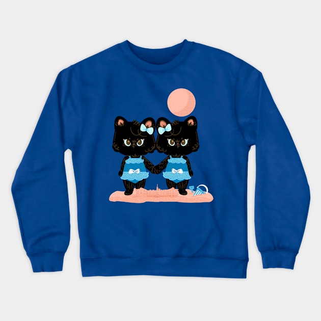 Twin Kitty Summer Crewneck Sweatshirt by Fluffymafi